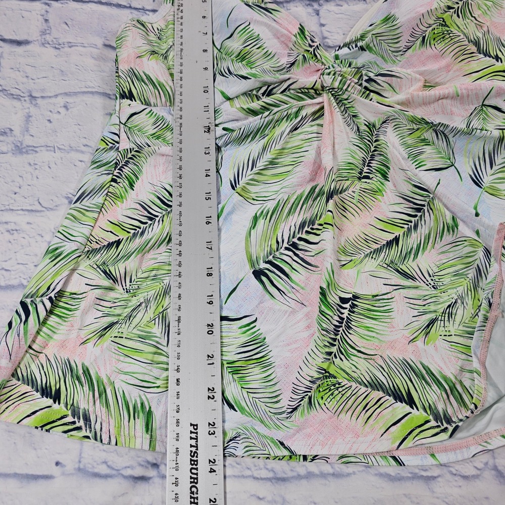 Sunsets Forever Tankini Top WOMENS 18 Island Mist Green Palm Leaf Beach Swim - Picture 2 of 10